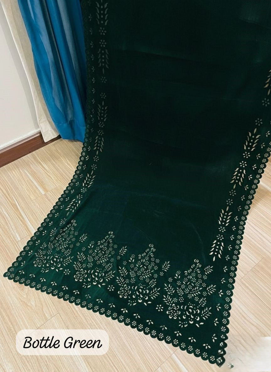 VELVET LASER CUTWORK SHAWLS