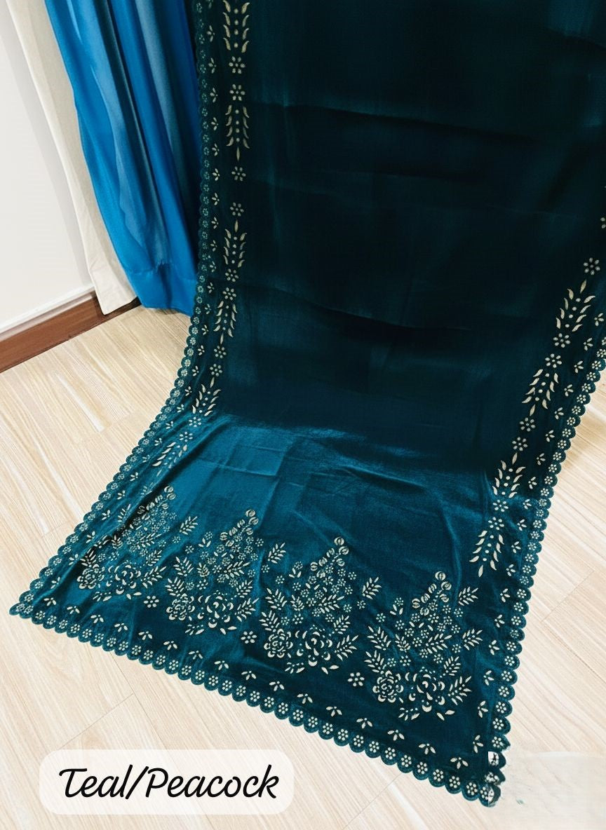VELVET LASER CUTWORK SHAWLS