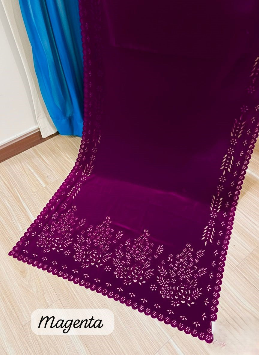 VELVET LASER CUTWORK SHAWLS
