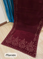 VELVET LASER CUTWORK SHAWLS