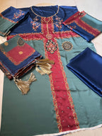 New Arrival Digital Print Silk Fabric With Mirror Stone Work