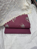 3 Pcs Embroidered Irish Cotton Shirt & Cotton Trouser With Lawn Duppata