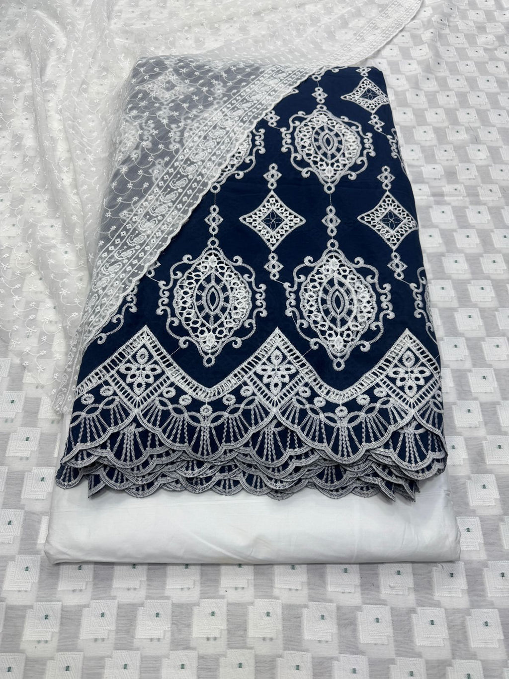 3PC Pure Lawn Suit with Cutwork & Chikan Kari Embroidery