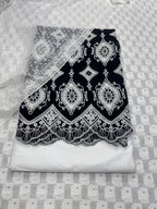 3PC Pure Lawn Suit with Cutwork & Chikan Kari Embroidery