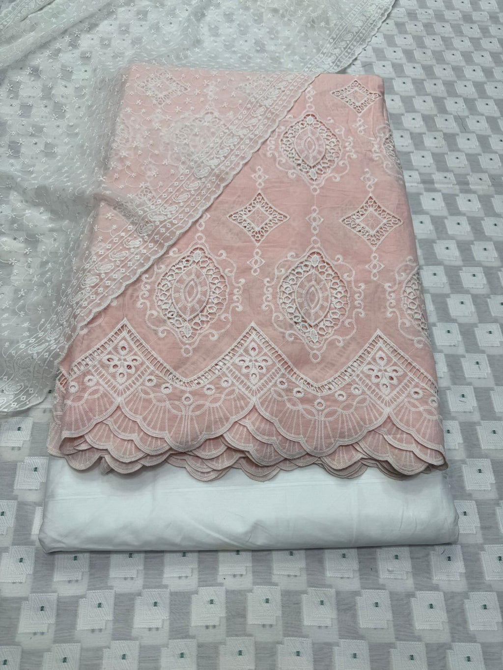 3PC Pure Lawn Suit with Cutwork & Chikan Kari Embroidery