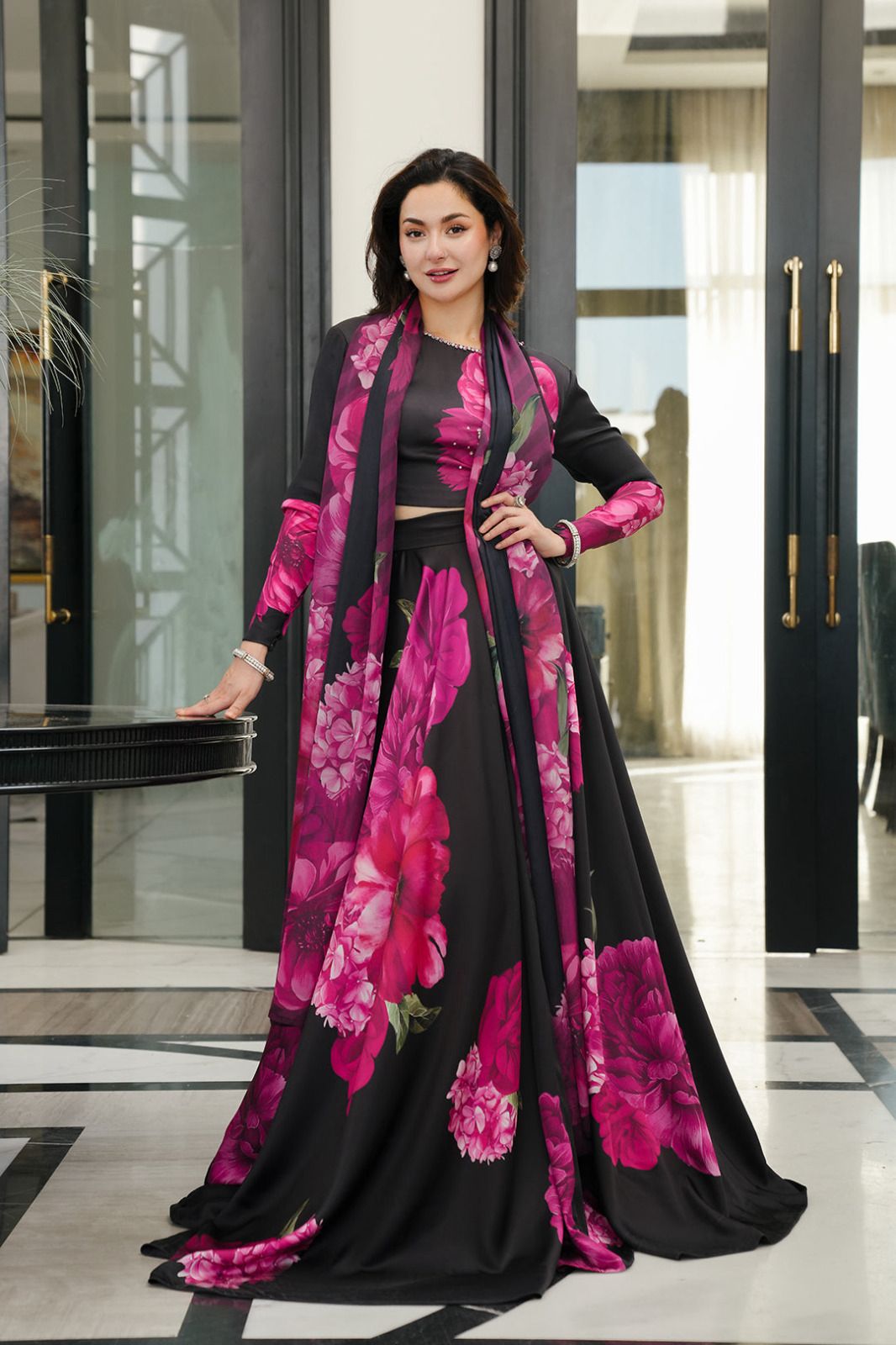 Shapphire Silk Suit With Silk Dupatta