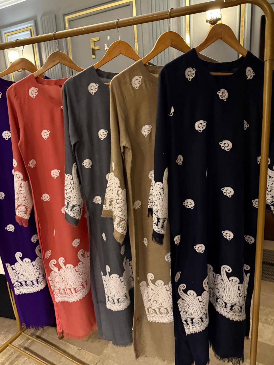 Pure Pashmina Heavy Aariwork on Complete Shirt Slit Open Style