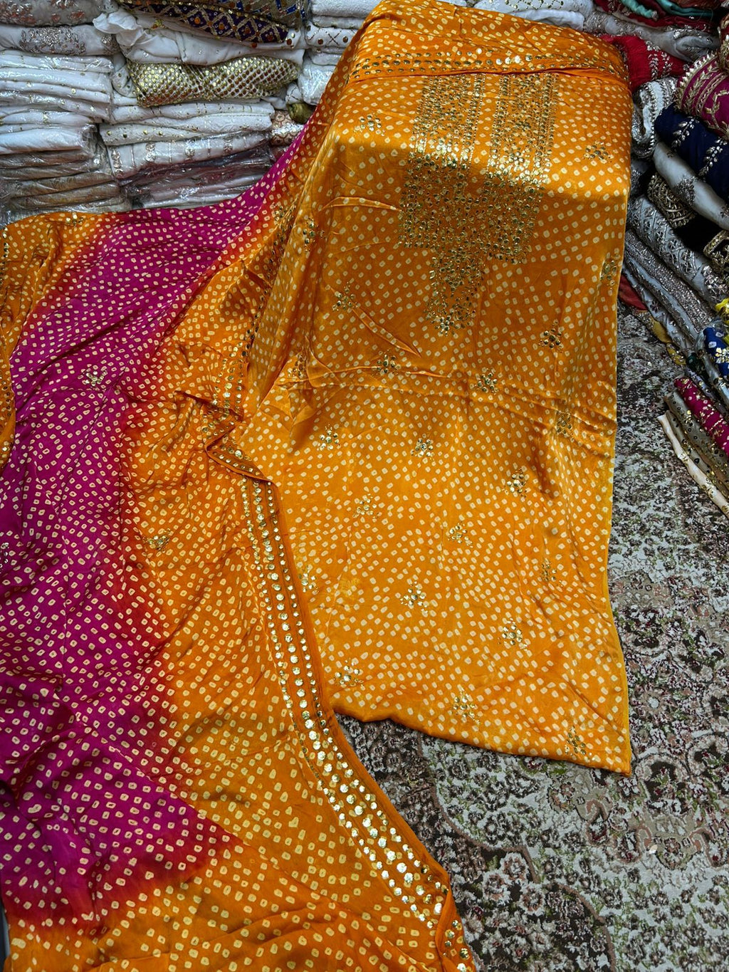 Stuff Shamoose Silk Premium Quality Chunri Mukesh Shirt