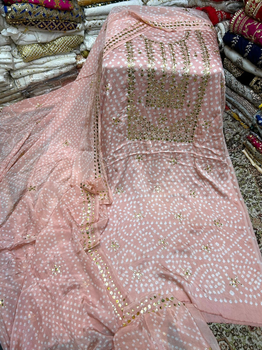 Stuff Shamoose Silk Premium Quality Chunri Mukesh Shirt