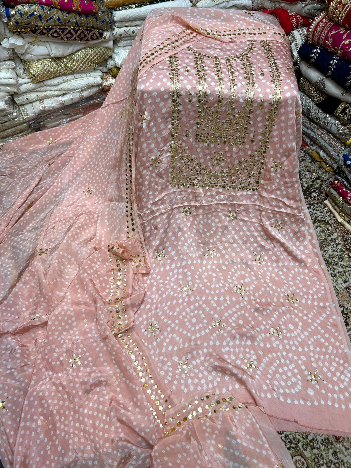 Stuff Shamoose Silk Premium Quality Chunri Mukesh Shirt