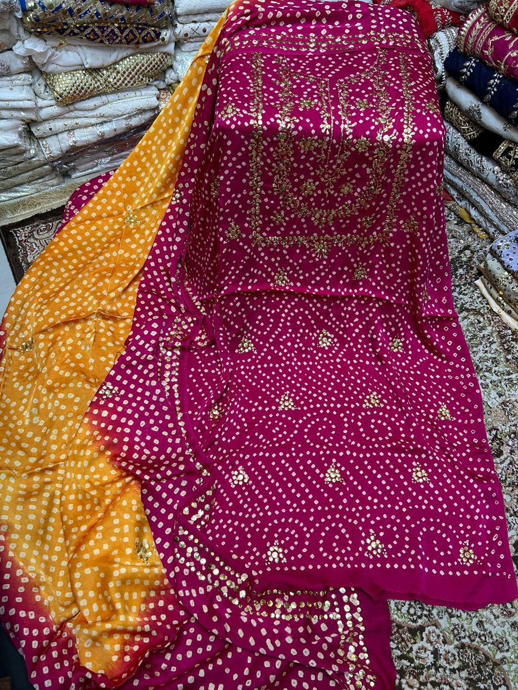 Stuff Shamoose Silk Premium Quality Chunri Mukesh Shirt