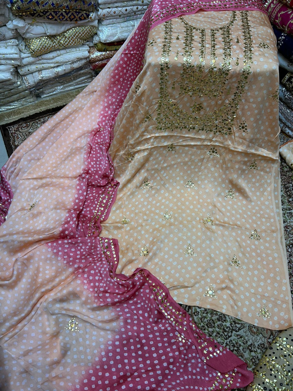 Stuff Shamoose Silk Premium Quality Chunri Mukesh Shirt