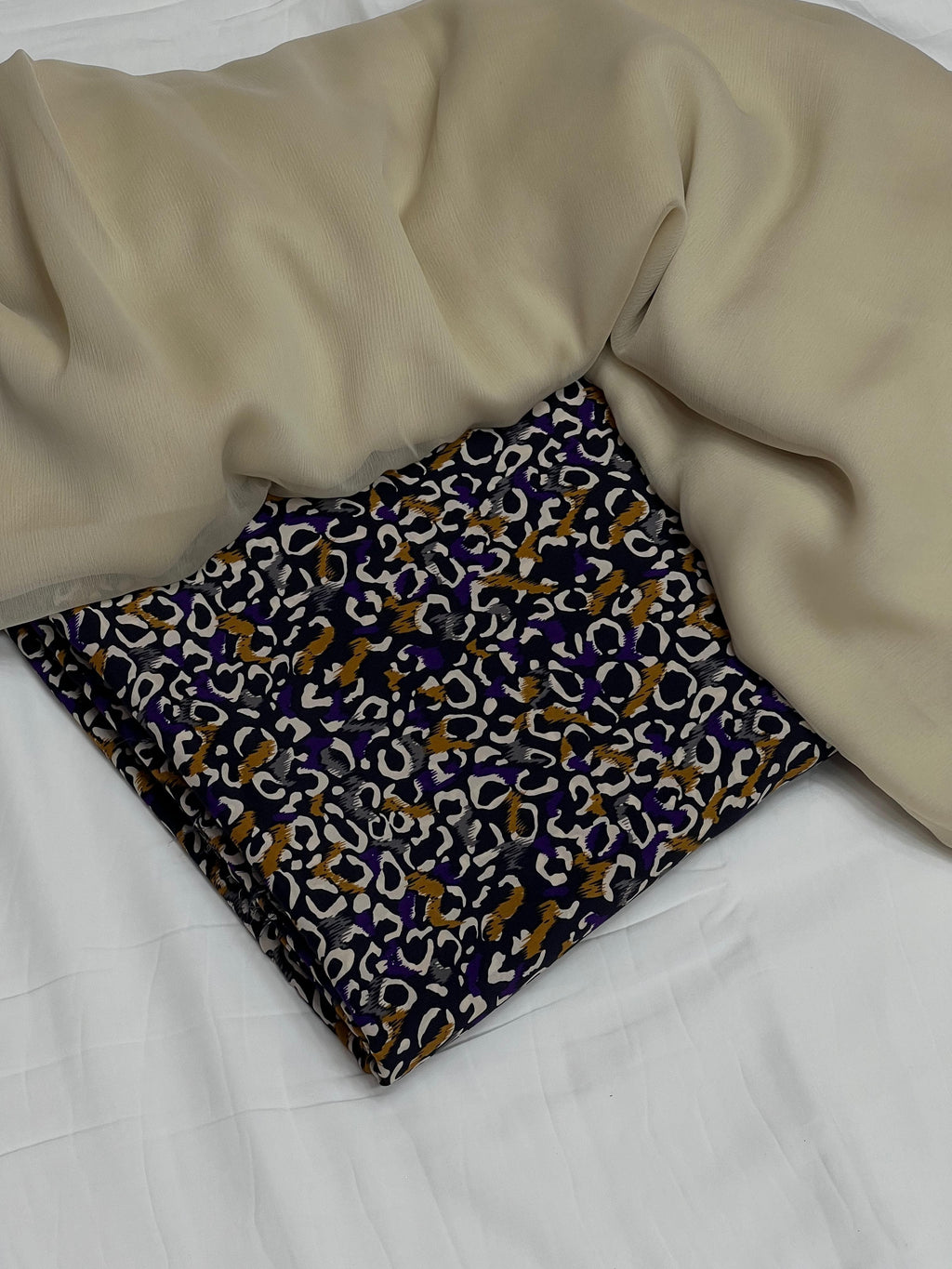 Pure Original China 3Pcs Boski Lilen With Crinkle Pk Pure Chiffon Dupatta