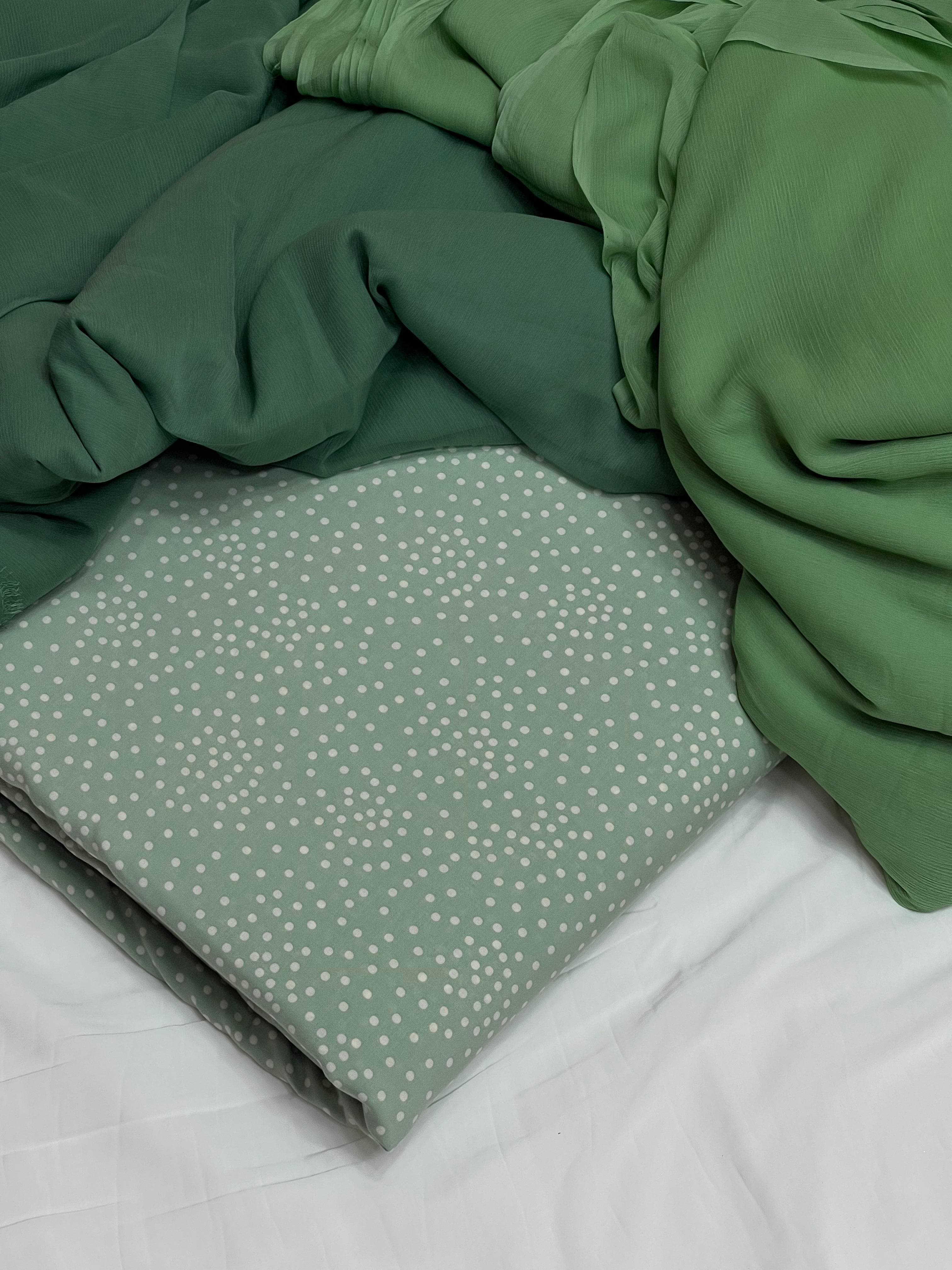 Pure Original China 3Pcs Boski Lilen With Crinkle Pk Pure Chiffon Dupatta