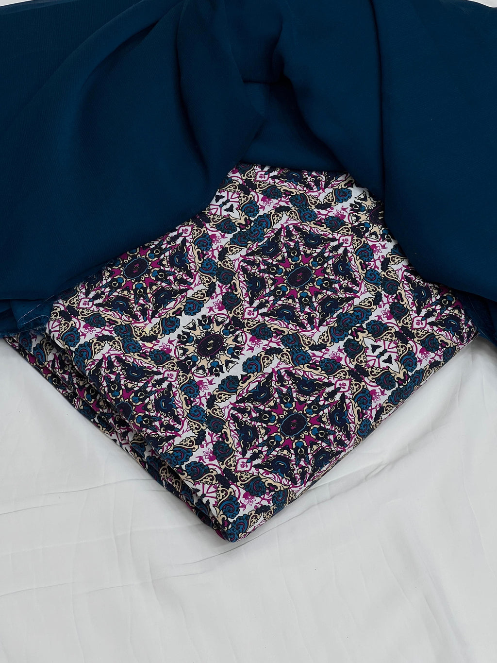 Pure Original China 3Pcs Boski Lilen With Crinkle Pk Pure Chiffon Dupatta