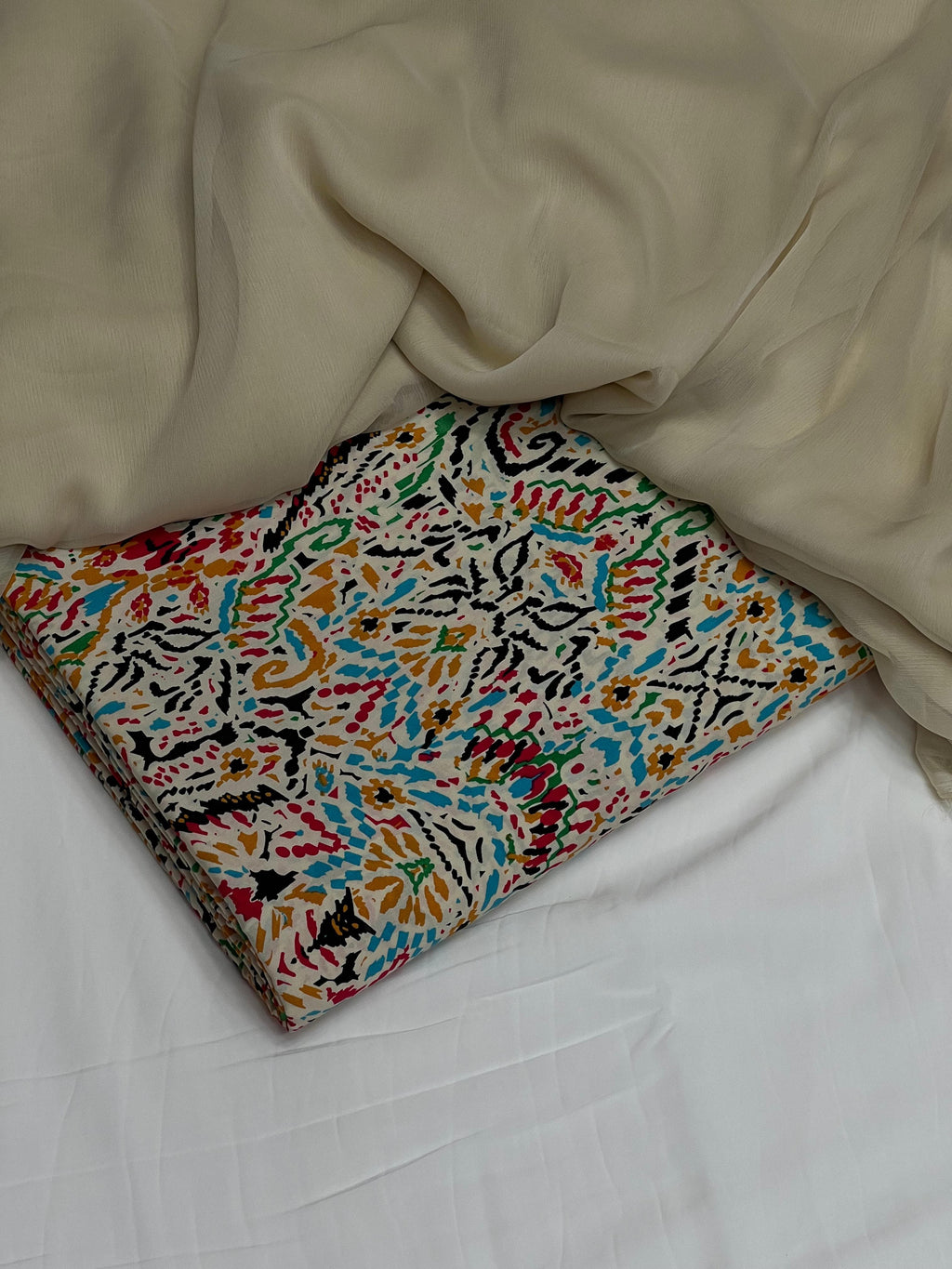 Pure Original China 3Pcs Boski Lilen With Crinkle Pk Pure Chiffon Dupatta