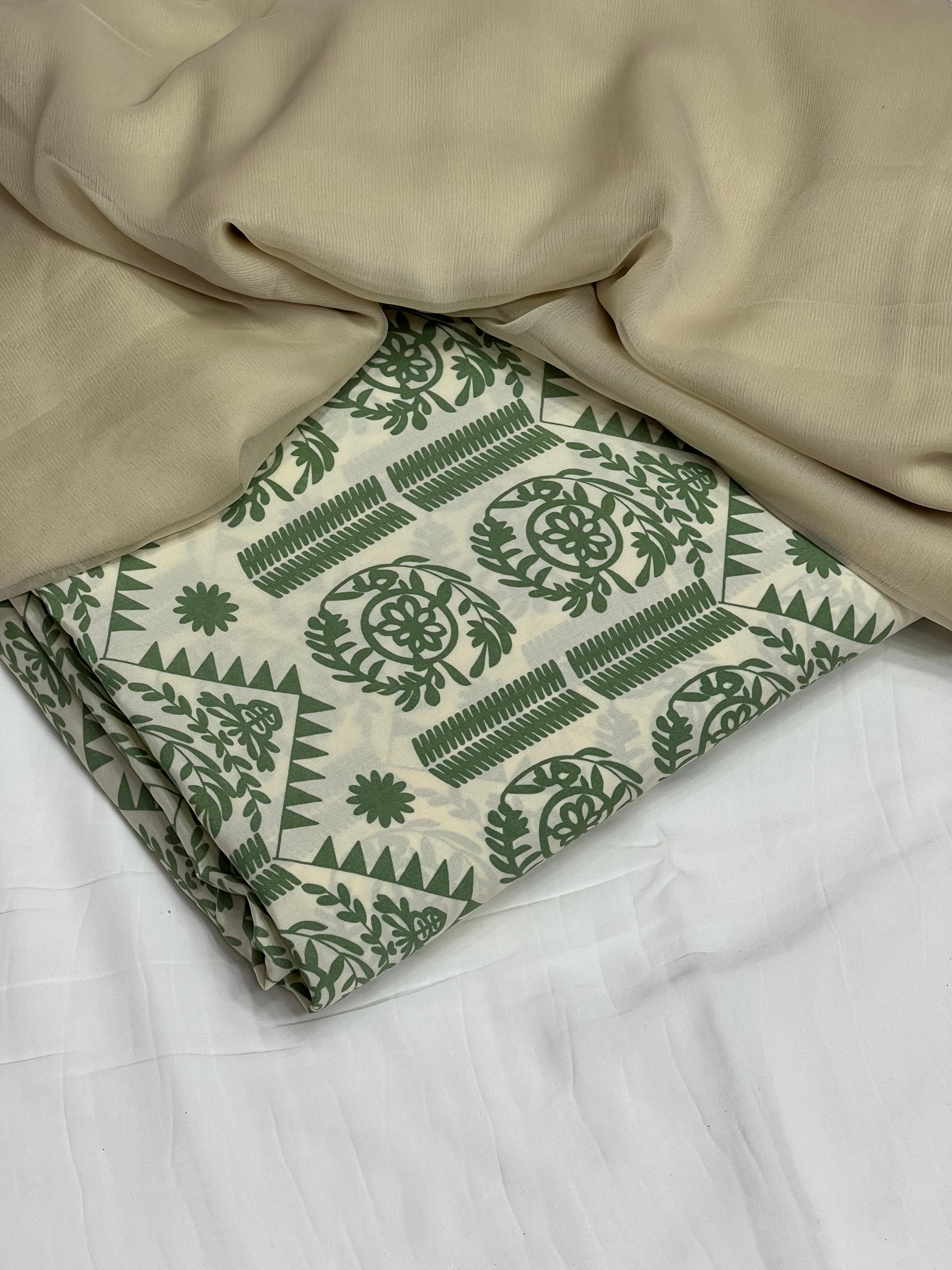 Pure Original China 3Pcs Boski Lilen With Crinkle Pk Pure Chiffon Dupatta