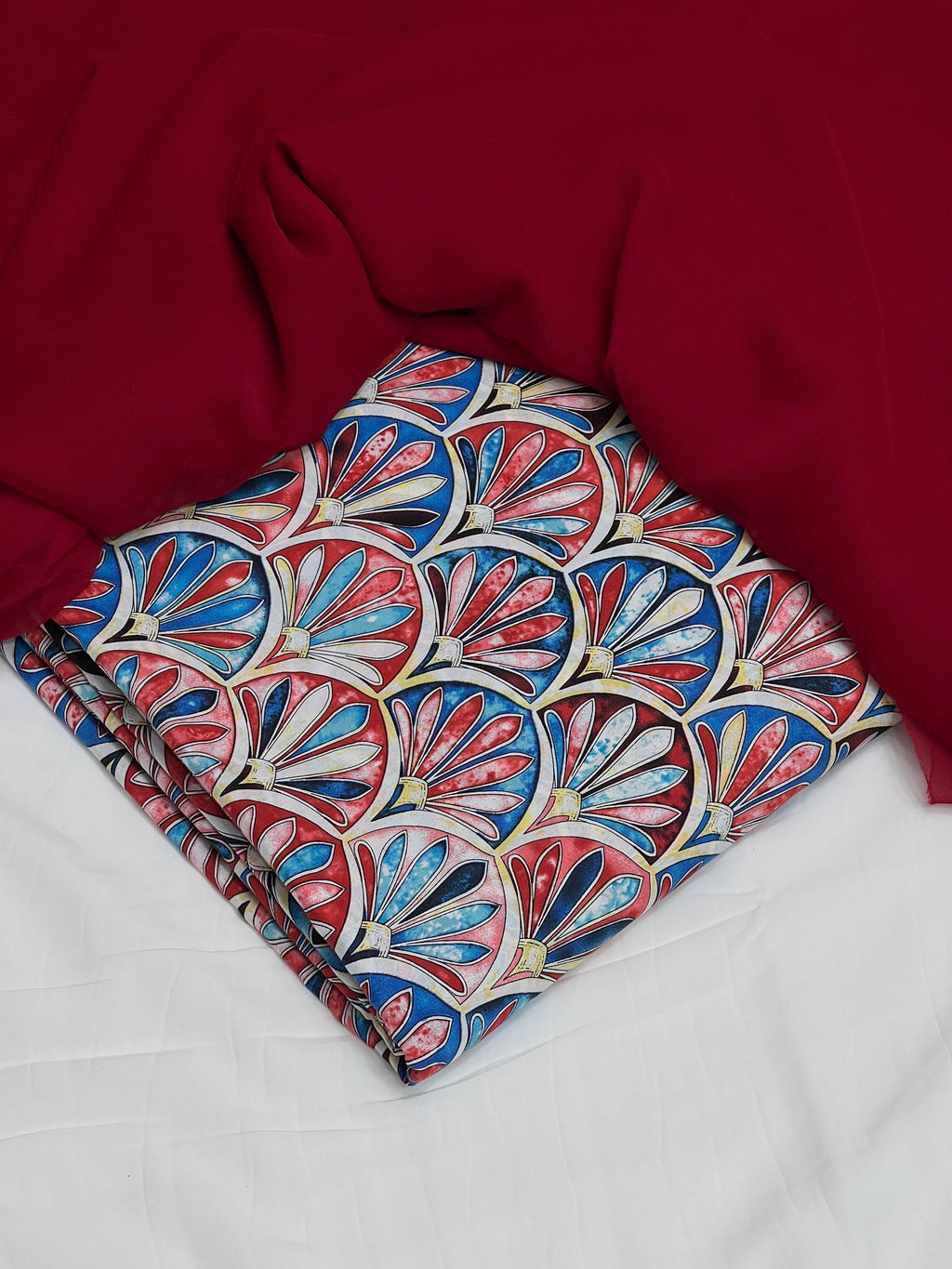 Pure Original China 3Pcs Boski Lilen With Crinkle Pk Pure Chiffon Dupatta