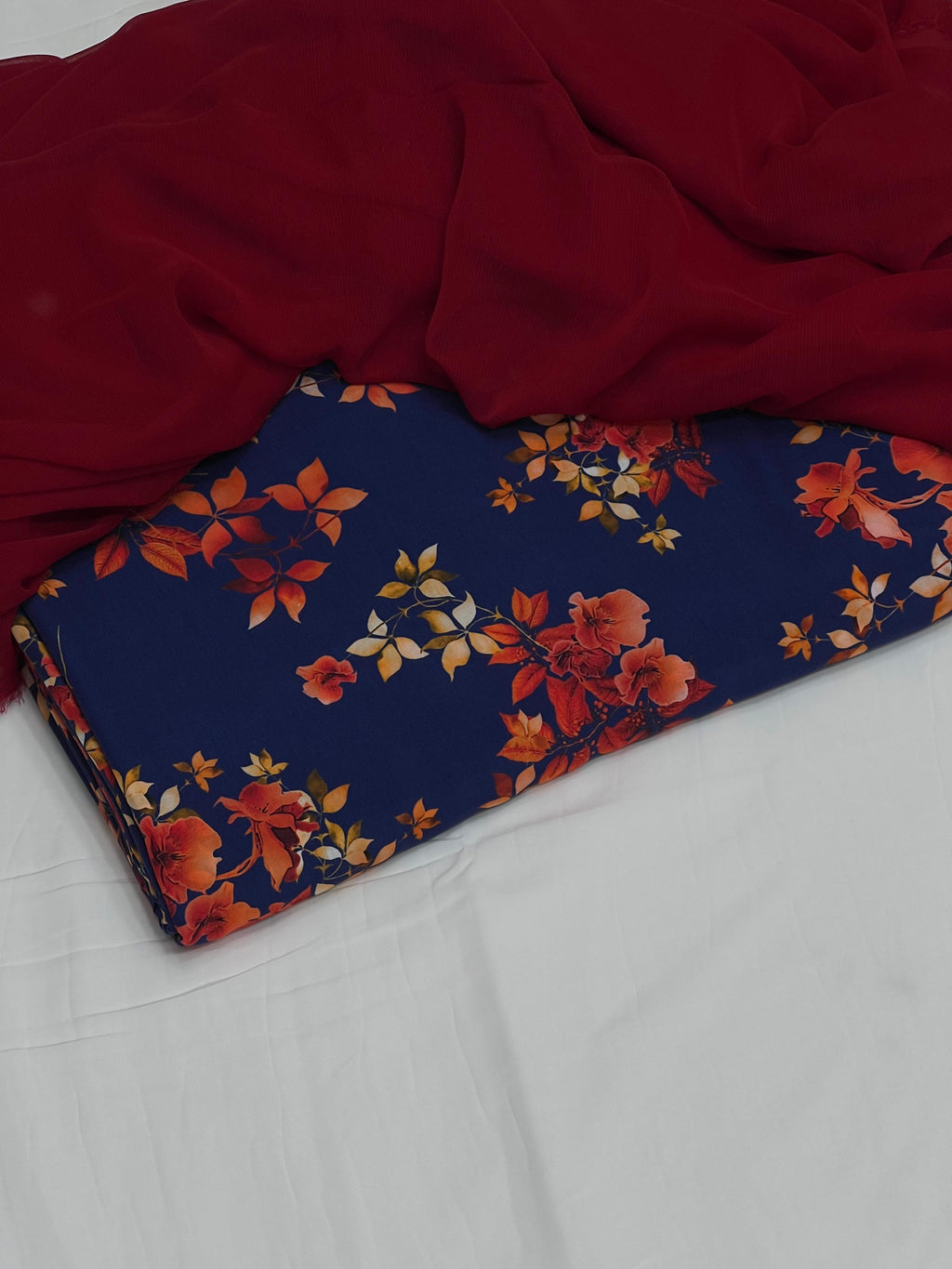 Pure Original China 3Pcs Boski Lilen With Crinkle Pk Pure Chiffon Dupatta