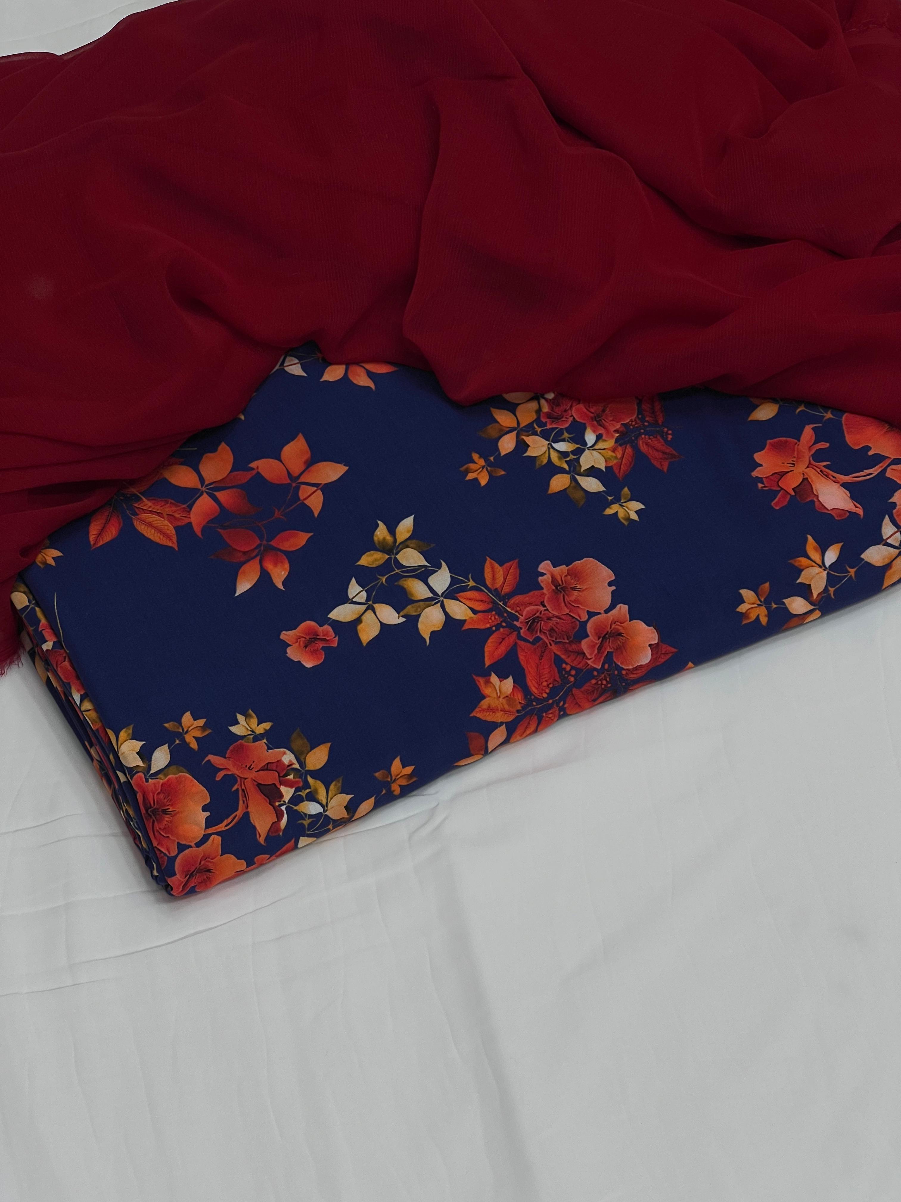 Pure Original China 3Pcs Boski Lilen With Crinkle Pk Pure Chiffon Dupatta