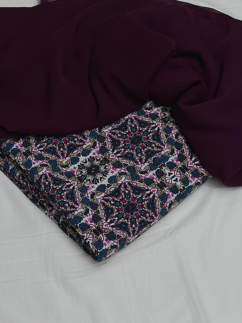 Pure Original China 3Pcs Boski Lilen With Crinkle Pk Pure Chiffon Dupatta