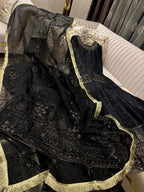 3 Pcs Full Flairy Sequence & Thread Work Rawsilk Mexi  Embroidered Organza Dupta & Silk Trouser