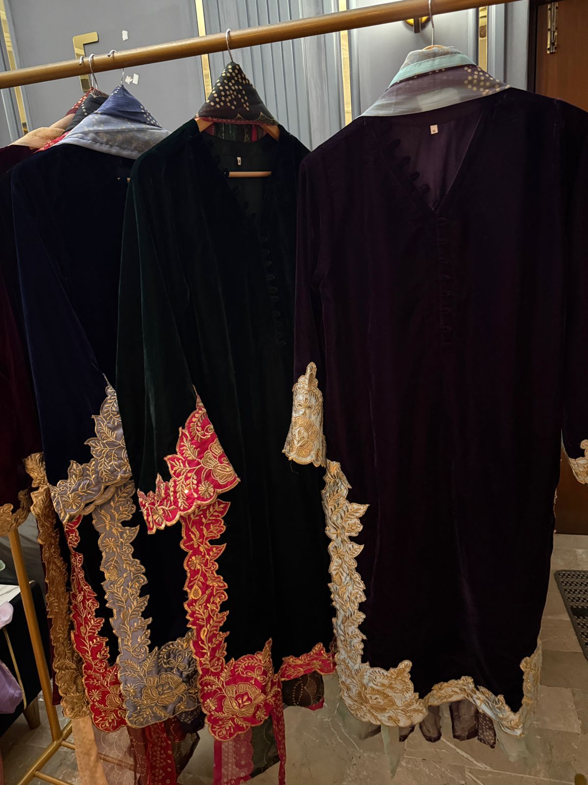 9k Microvelvet Heavy Embroidered Aplique Work