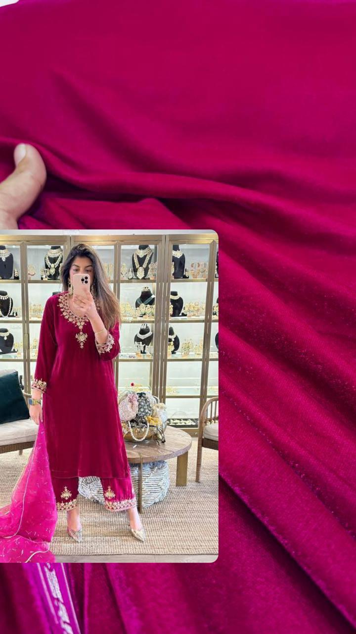 Velvet 2-Piece Suit 5Yards  in Superior Quality Micro Velvet