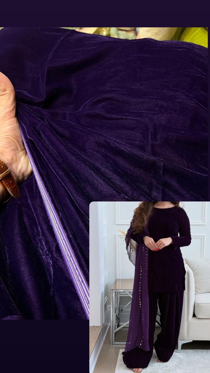 Velvet 2-Piece Suit 5Yards  in Superior Quality Micro Velvet