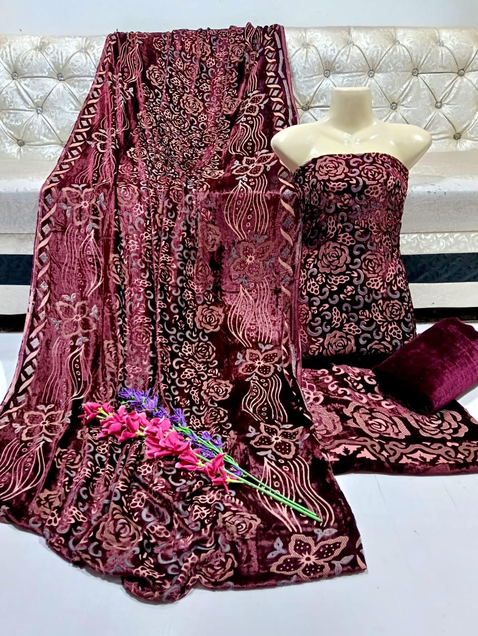 New Palachi Velvet Collection 3 Pcs Dress