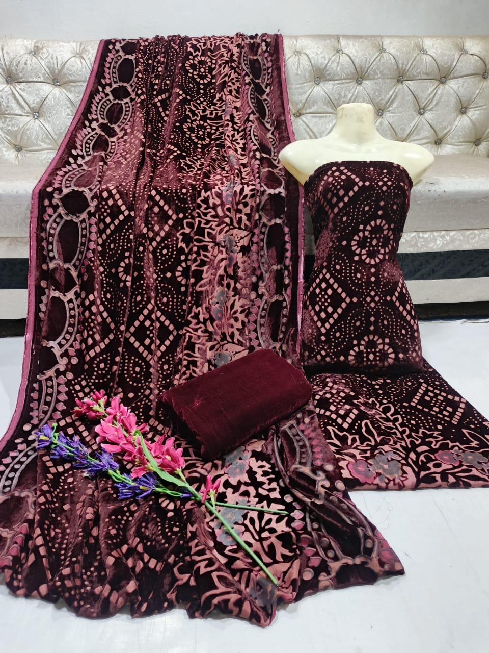 New Palachi Velvet Collection 3 Pcs Dress