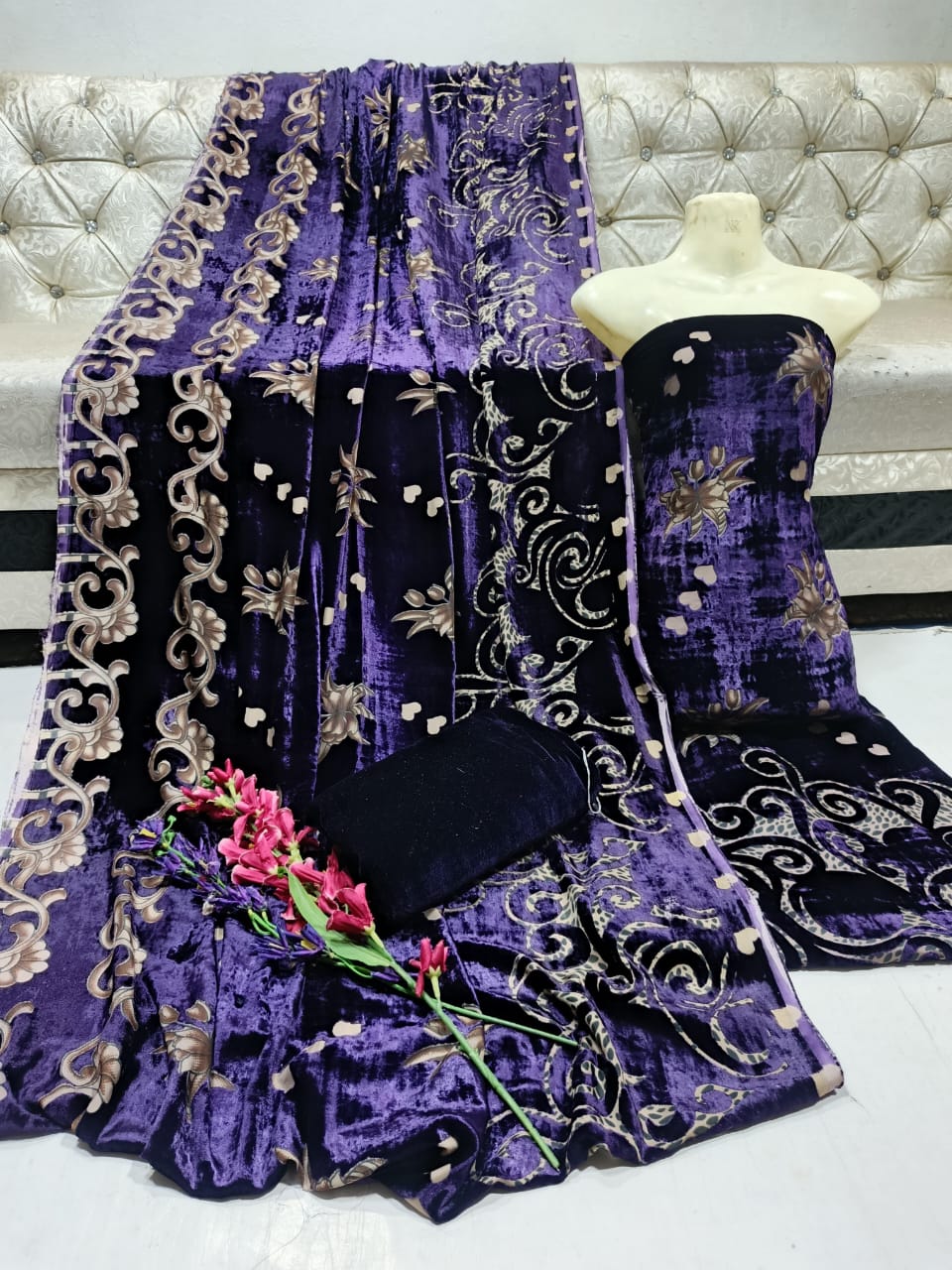 New Palachi Velvet Collection 3 Pcs Dress