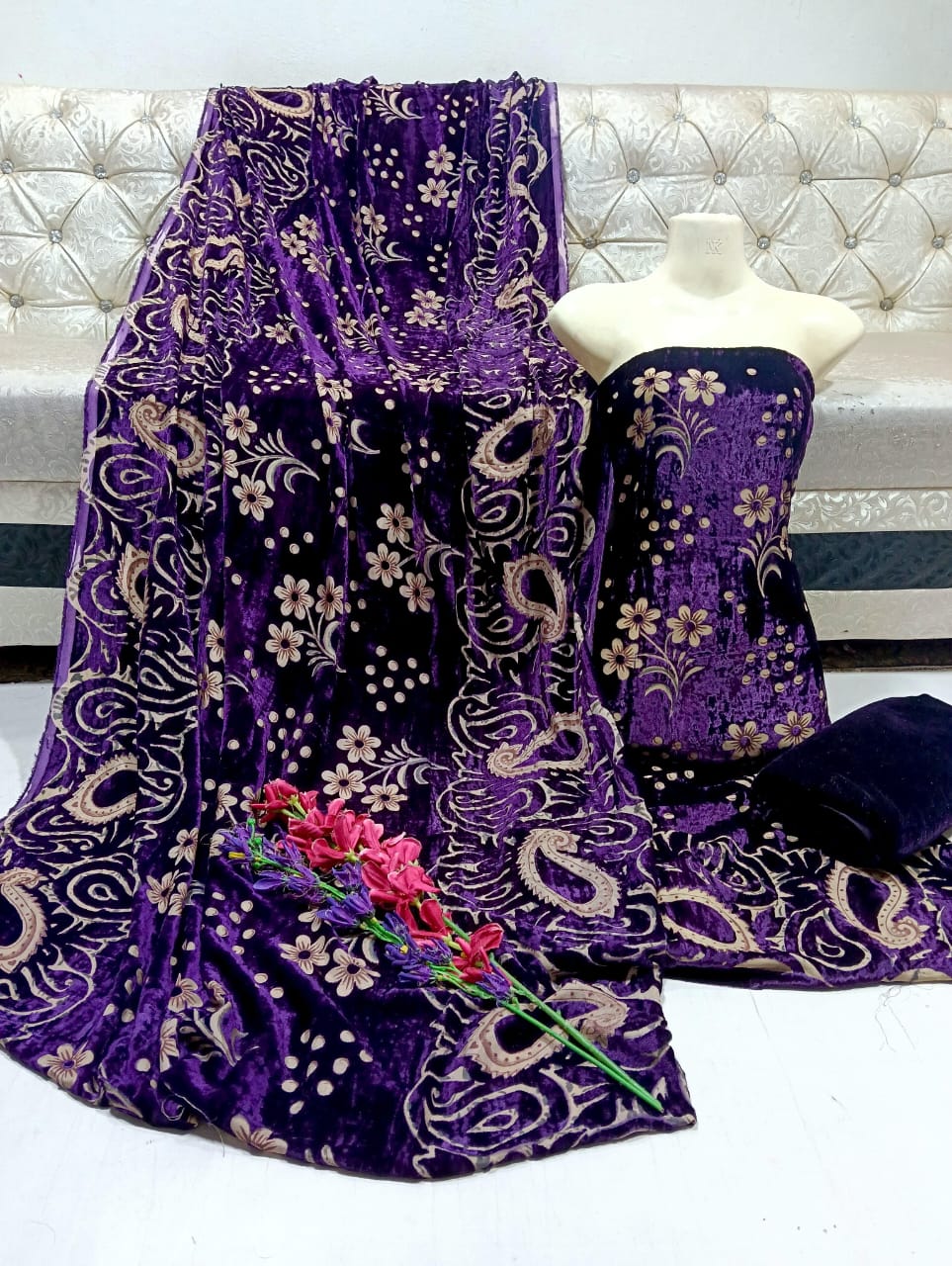 New Palachi Velvet Collection 3 Pcs Dress