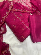 PK Cotton Rawsilk Embroidered 3-Pc Suit