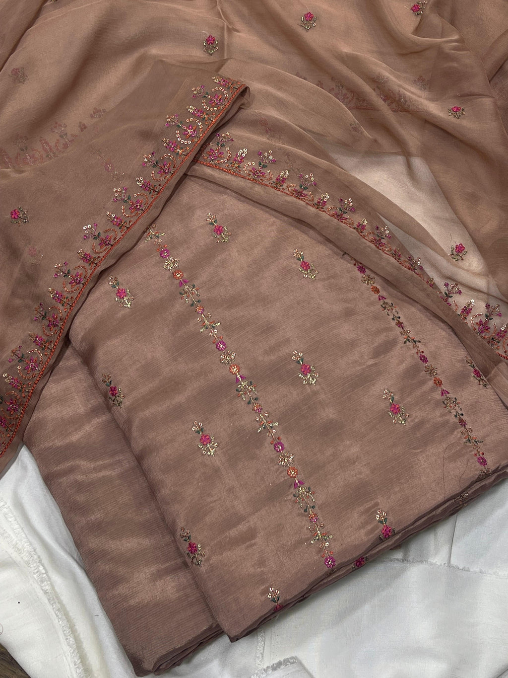 PK Cotton Rawsilk Embroidered 3-Pc Suit