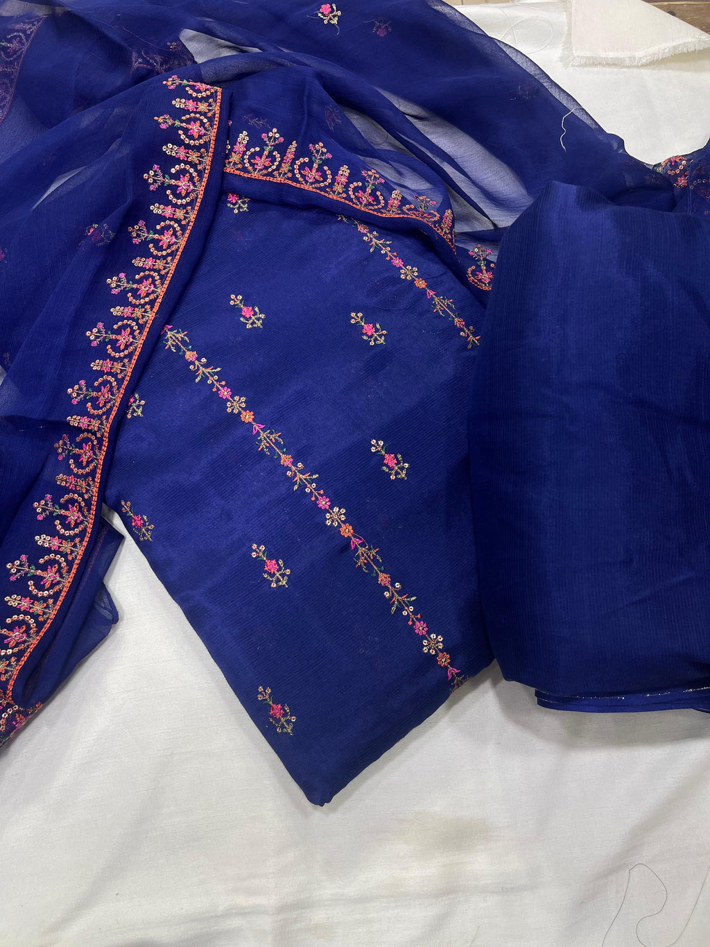 PK Cotton Rawsilk Embroidered 3-Pc Suit