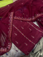 PK Cotton Rawsilk Embroidered 3-Pc Suit