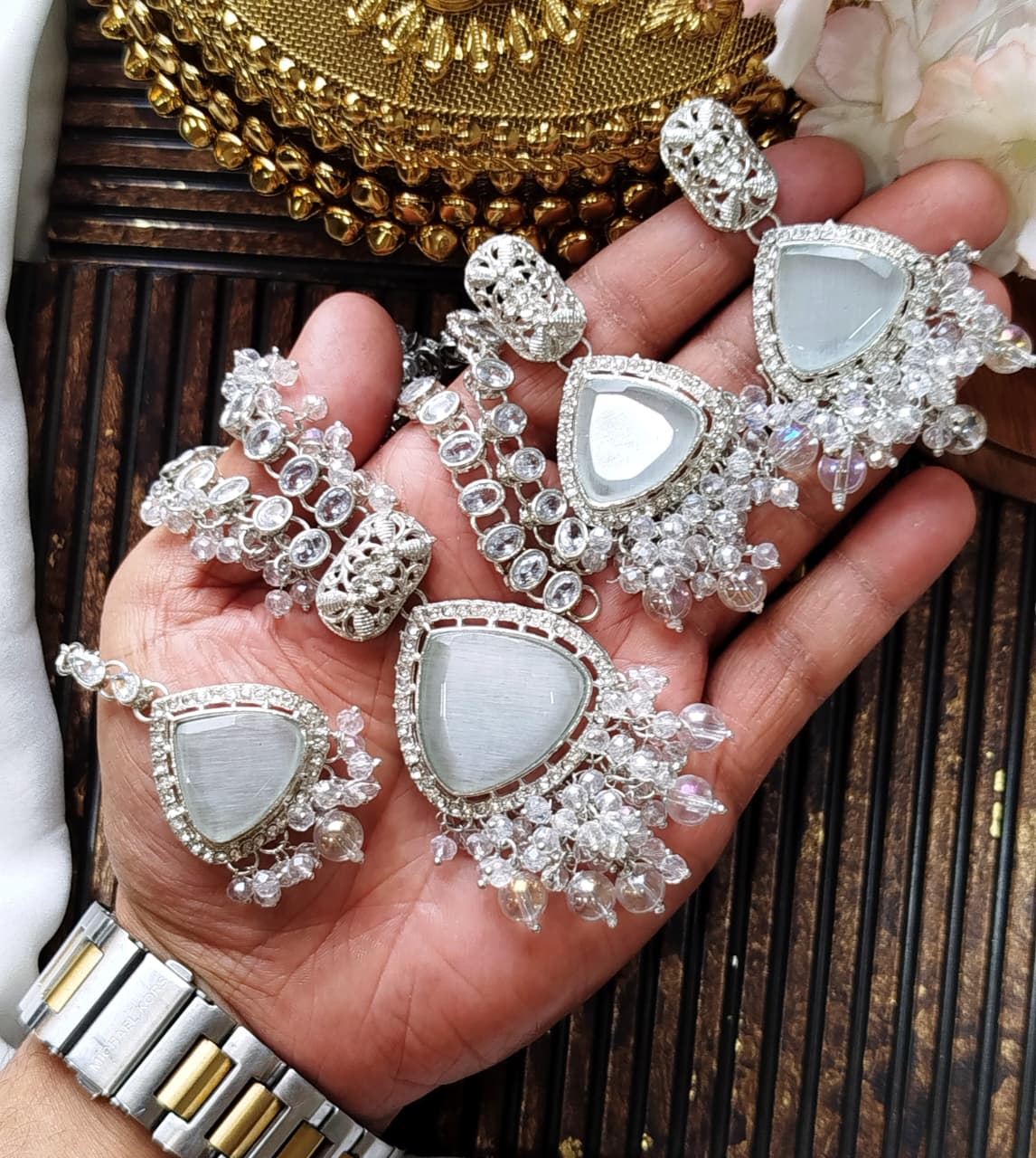 Premium Quality Beautiful Zarcon Stone Egyptian Style Short Mala Set