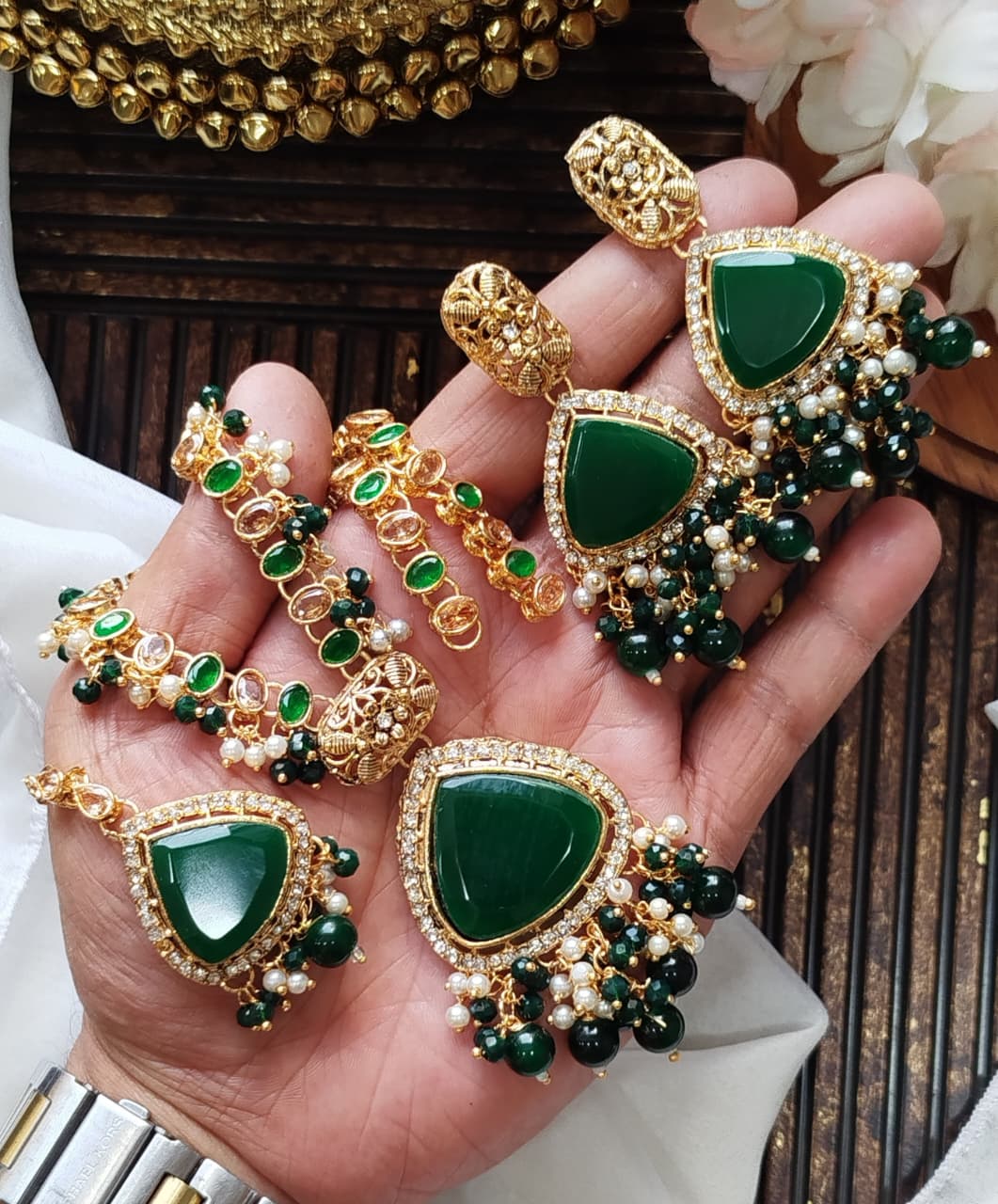 Premium Quality Beautiful Zarcon Stone Egyptian Style Short Mala Set