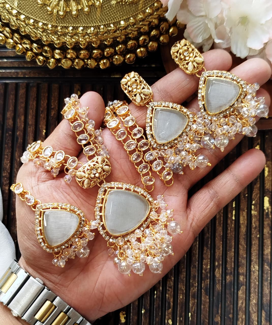 Premium Quality Beautiful Zarcon Stone Egyptian Style Short Mala Set