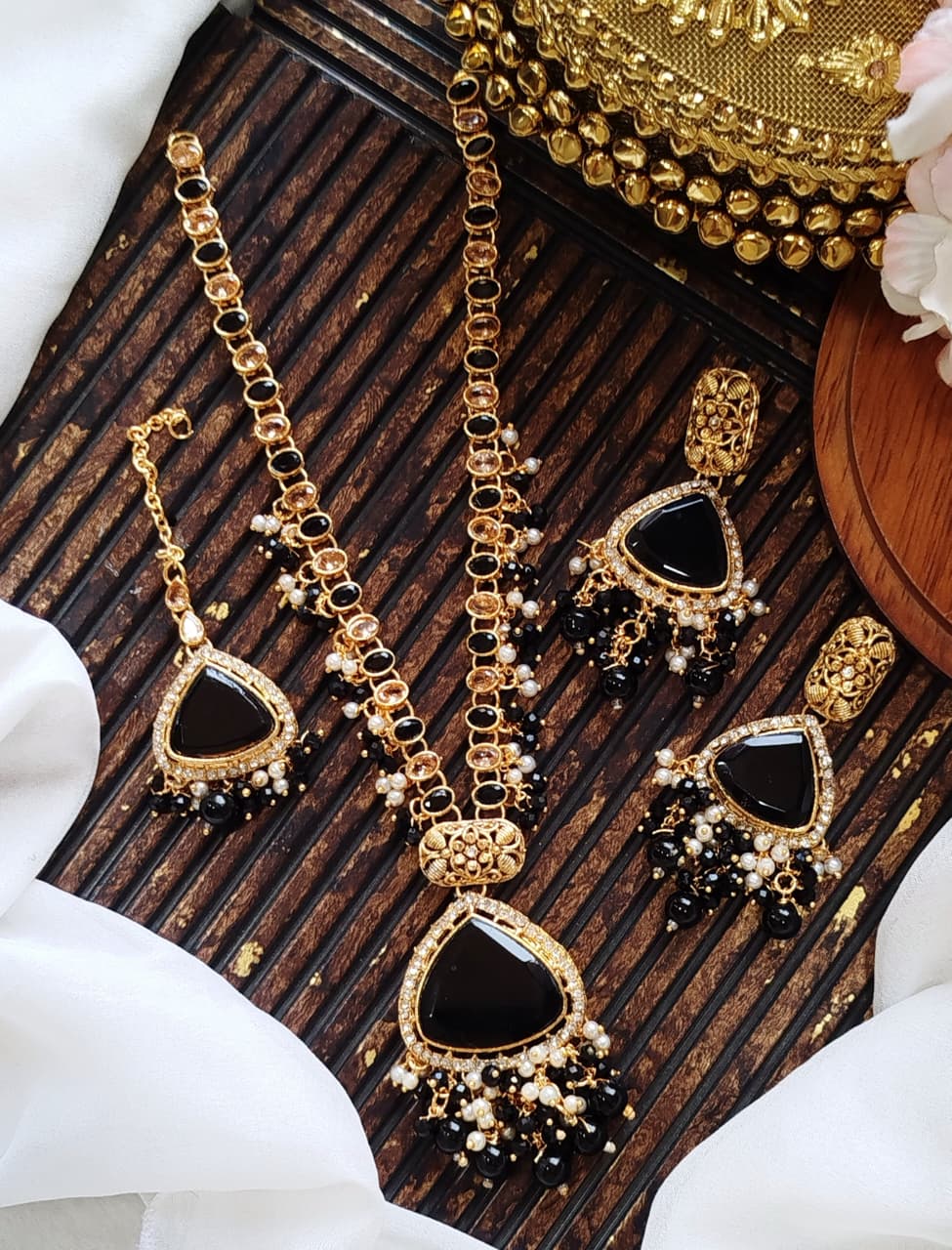 Premium Quality Beautiful Zarcon Stone Egyptian Style Short Mala Set