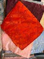 Korean Sheesha Silk Fabric, Cutwork Embroidered