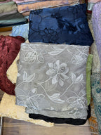 Korean Sheesha Silk Fabric, Cutwork Embroidered