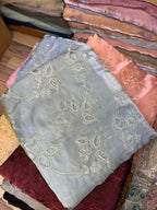 Korean Sheesha Silk Fabric, Cutwork Embroidered