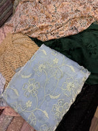 Korean Sheesha Silk Fabric, Cutwork Embroidered