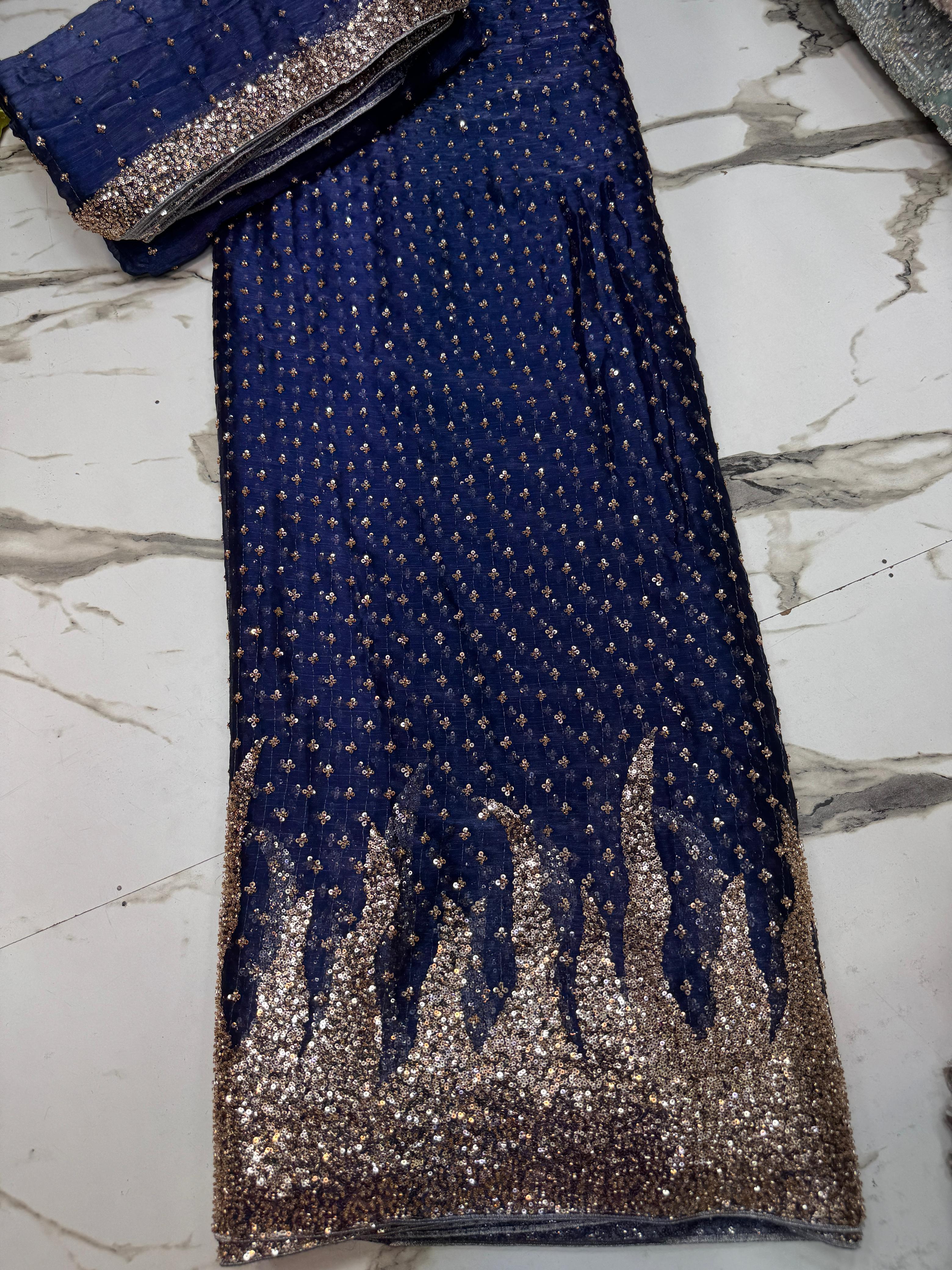 New Arrival 3 Pcs Lawa Silk Crystal Cutdana Border Style Dupata With Silk Trouser