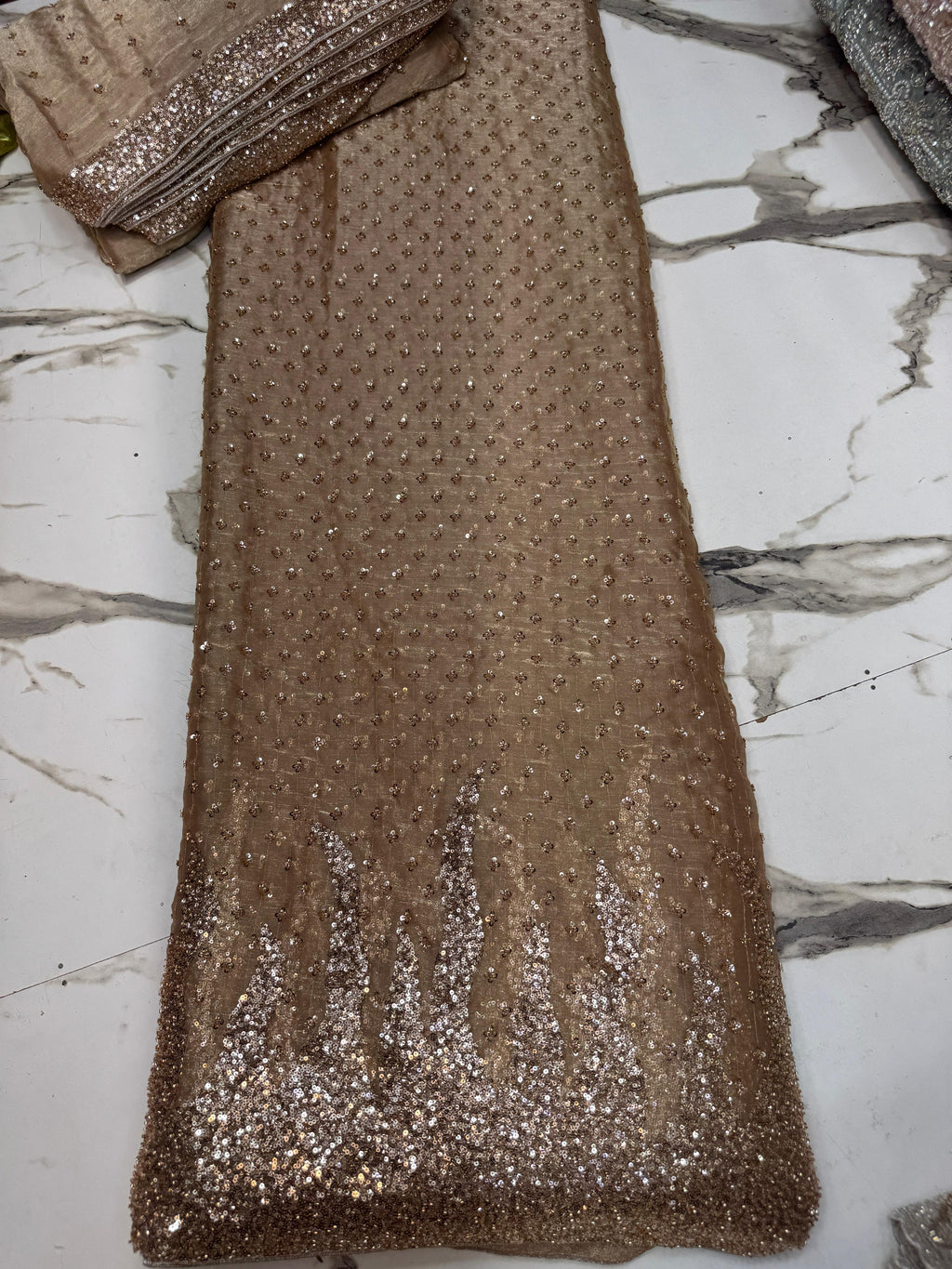 New Arrival 3 Pcs Lawa Silk Crystal Cutdana Border Style Dupata With Silk Trouser