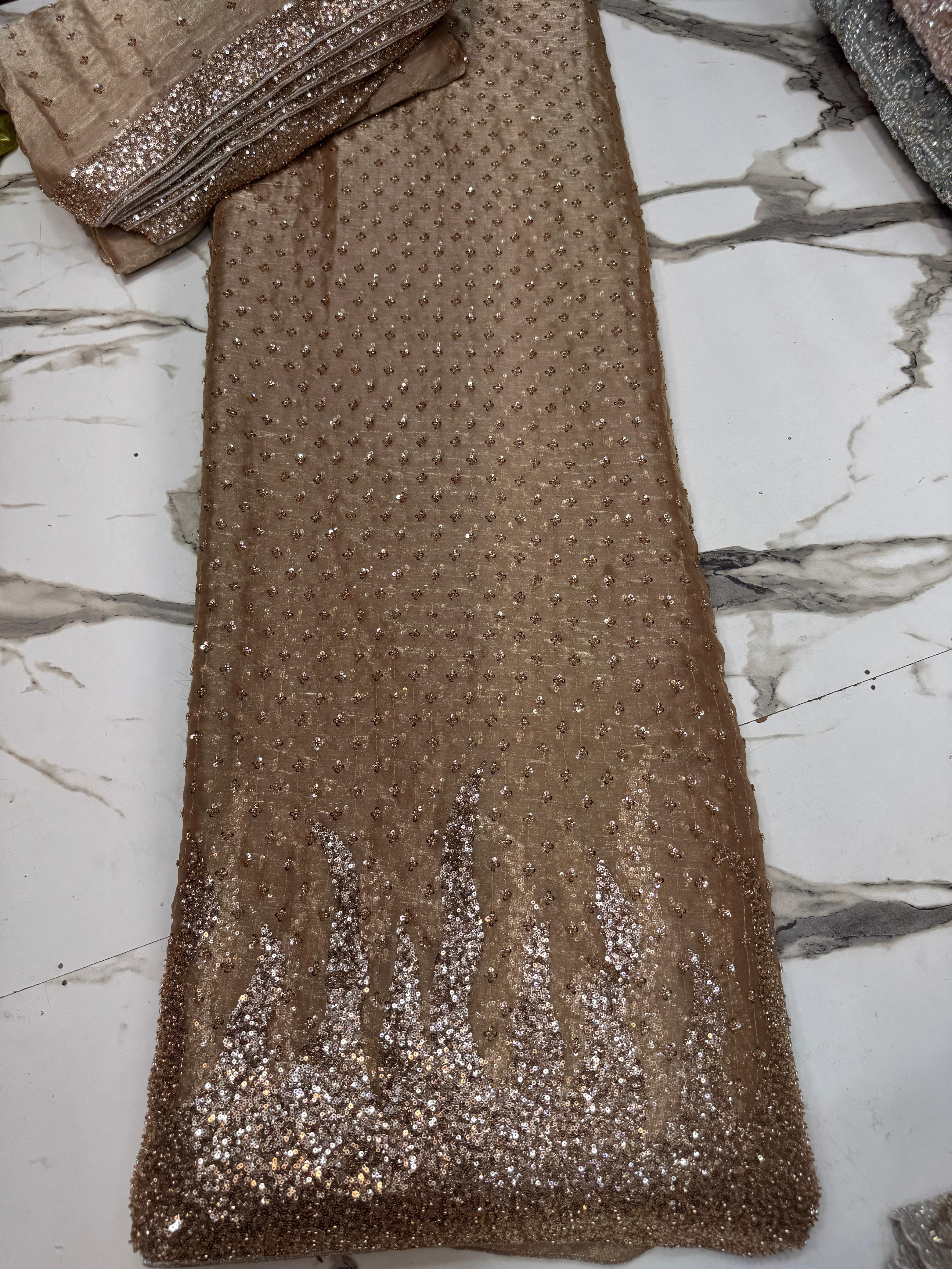 New Arrival 3 Pcs Lawa Silk Crystal Cutdana Border Style Dupata With Silk Trouser