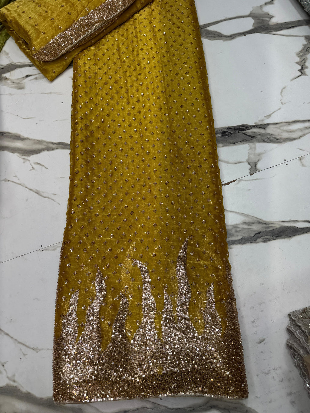 New Arrival 3 Pcs Lawa Silk Crystal Cutdana Border Style Dupata With Silk Trouser