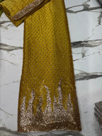 New Arrival 3 Pcs Lawa Silk Crystal Cutdana Border Style Dupata With Silk Trouser